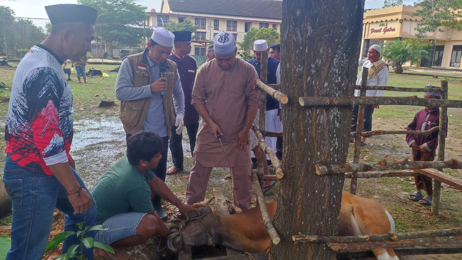 Dansat Brimob Polda Jambi Kombes Pol Nadi Chaidir saat hendak menyembelih hewan qurban