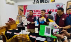 Barang bukti sabu, ganja dan ekstasi yang berhasil disita Ditresnarkoba Polda Jambi